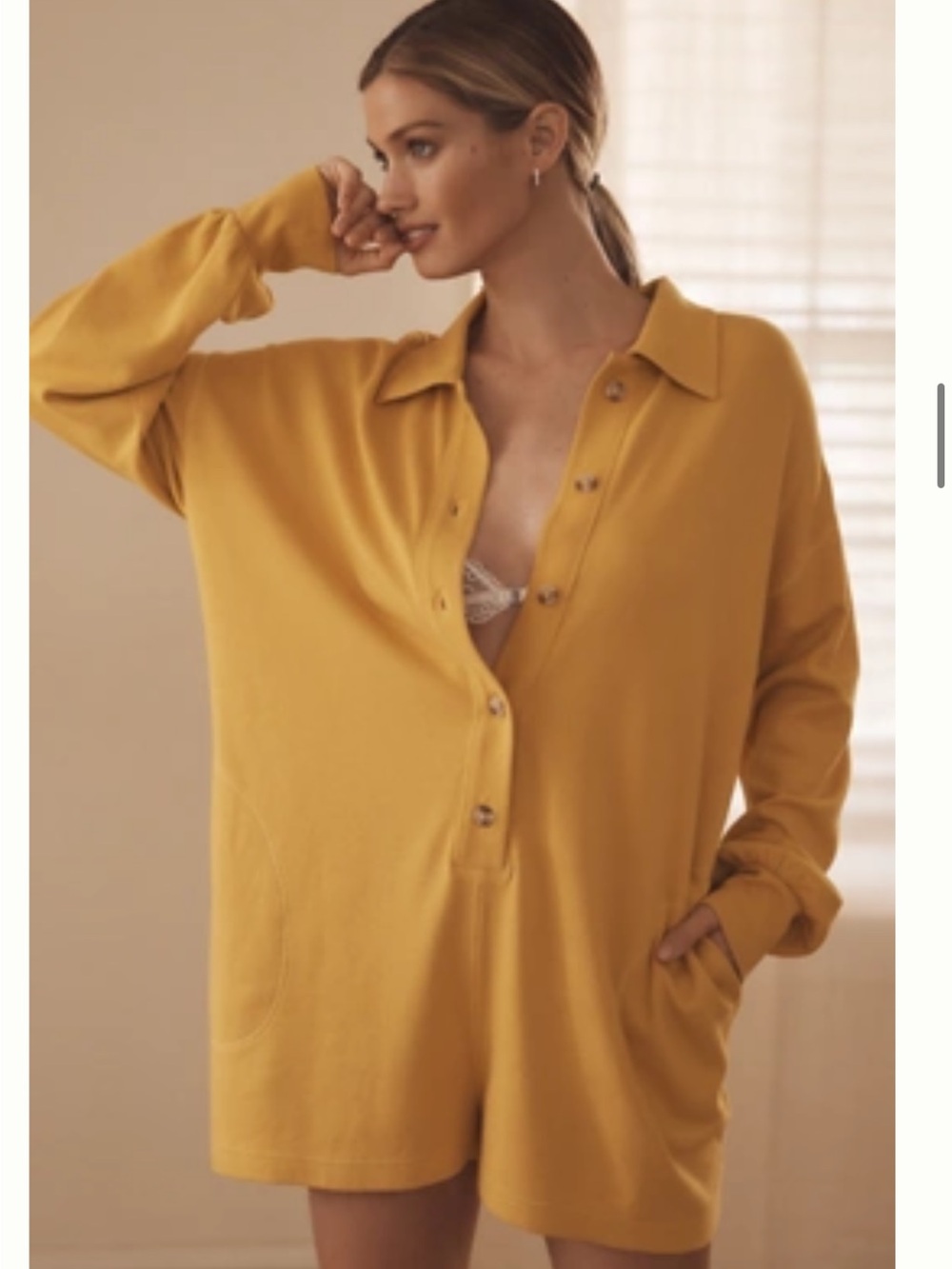 Anthropologie Bright Mustard romper